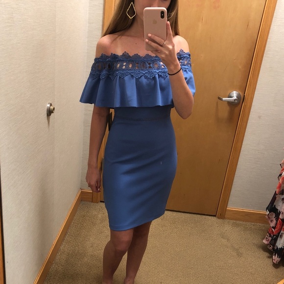 I.N. San Francisco Dresses & Skirts - Crochet Trim Blue Dress
